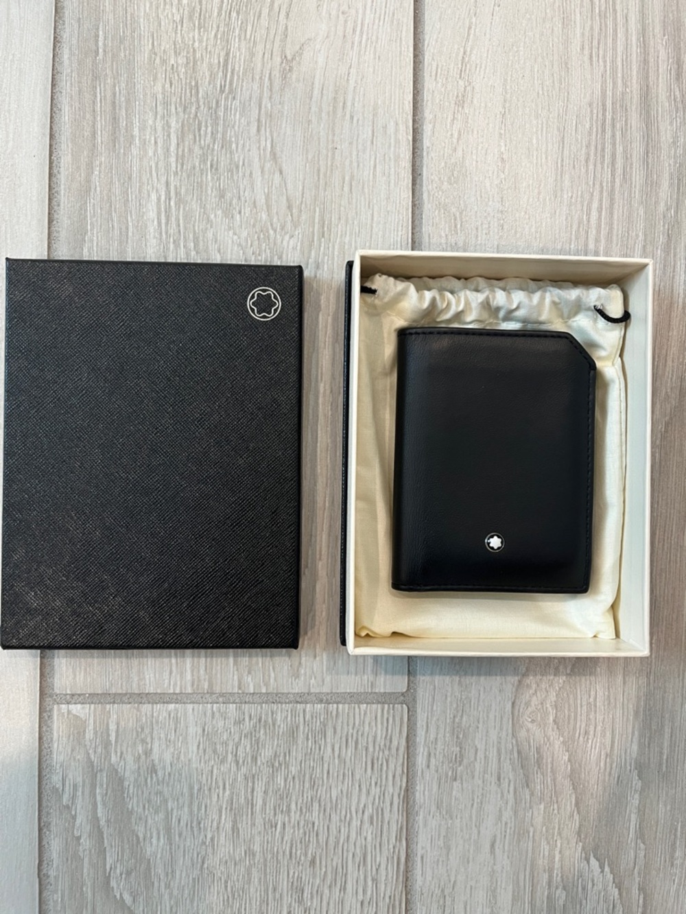 Montblanc Leather Wallet with Signature Emblem Black-Offers Considered
